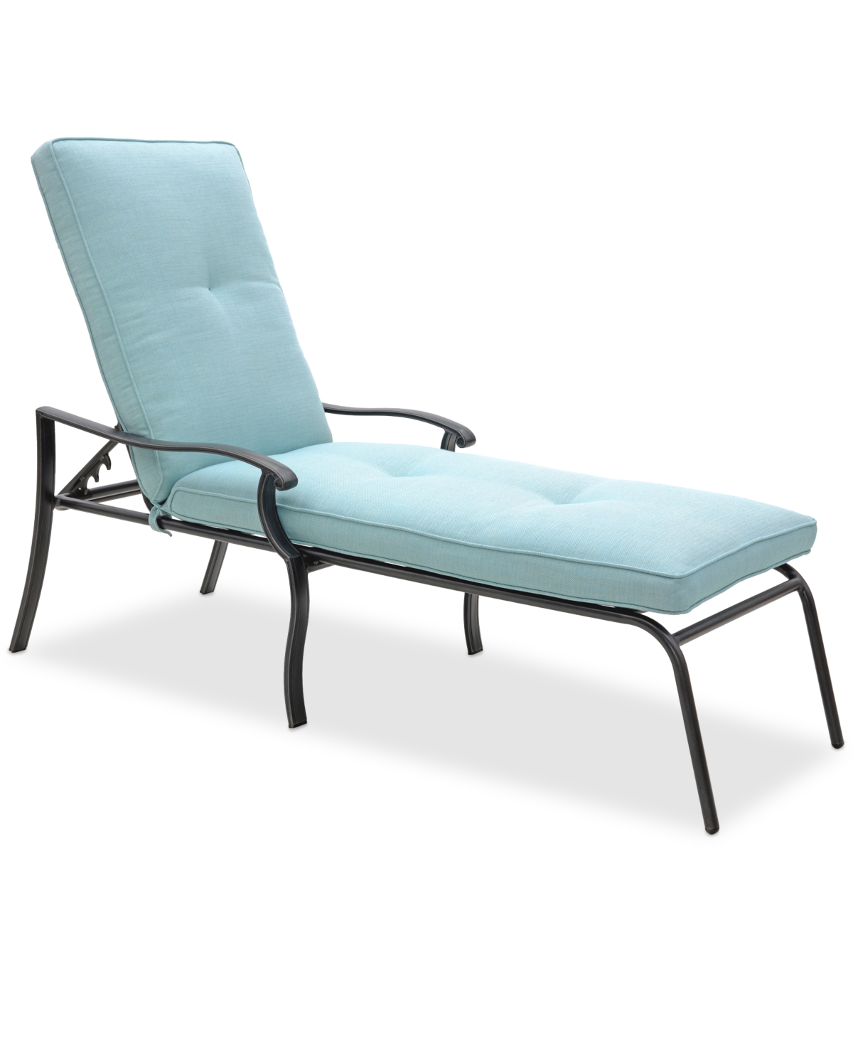 Agio Wythburn Mix And Match Scroll Outdoor Chaise Lounge In Spa Light Blue,bronze Finish