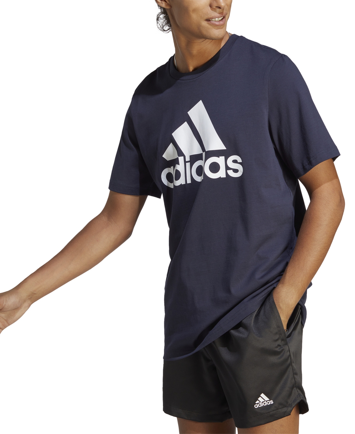 Shop Adidas Originals Men's Essentials Single Jersey Big Logo Short Sleeve Crewneck T-shirt In Legink,whi