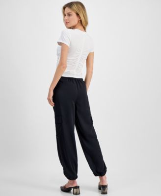 Shop Dkny Jeans Womens Ruched Tee Cargo Pants In Blk - Black