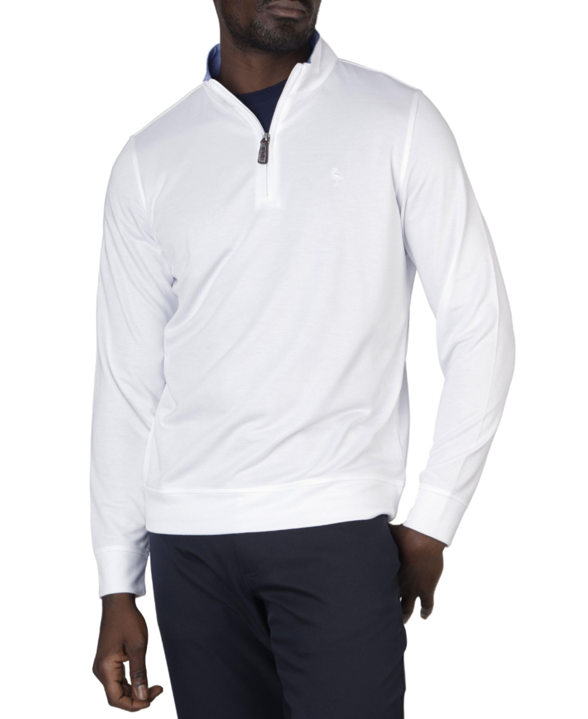 Solid Modal Q zip Pullover Sweatshirt - White
