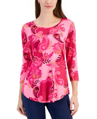 JM Collection - Women's Glamorous Garden Printed Top, Created for Macy's