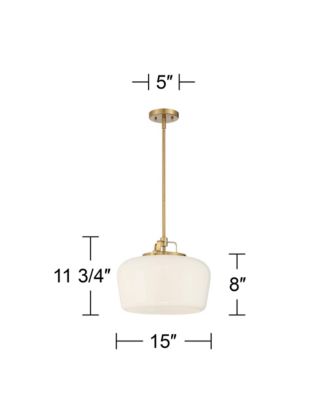 Gold 3-Light Opal White Glass Shade 15" Wide Modern Fixture Pendant Chandelier