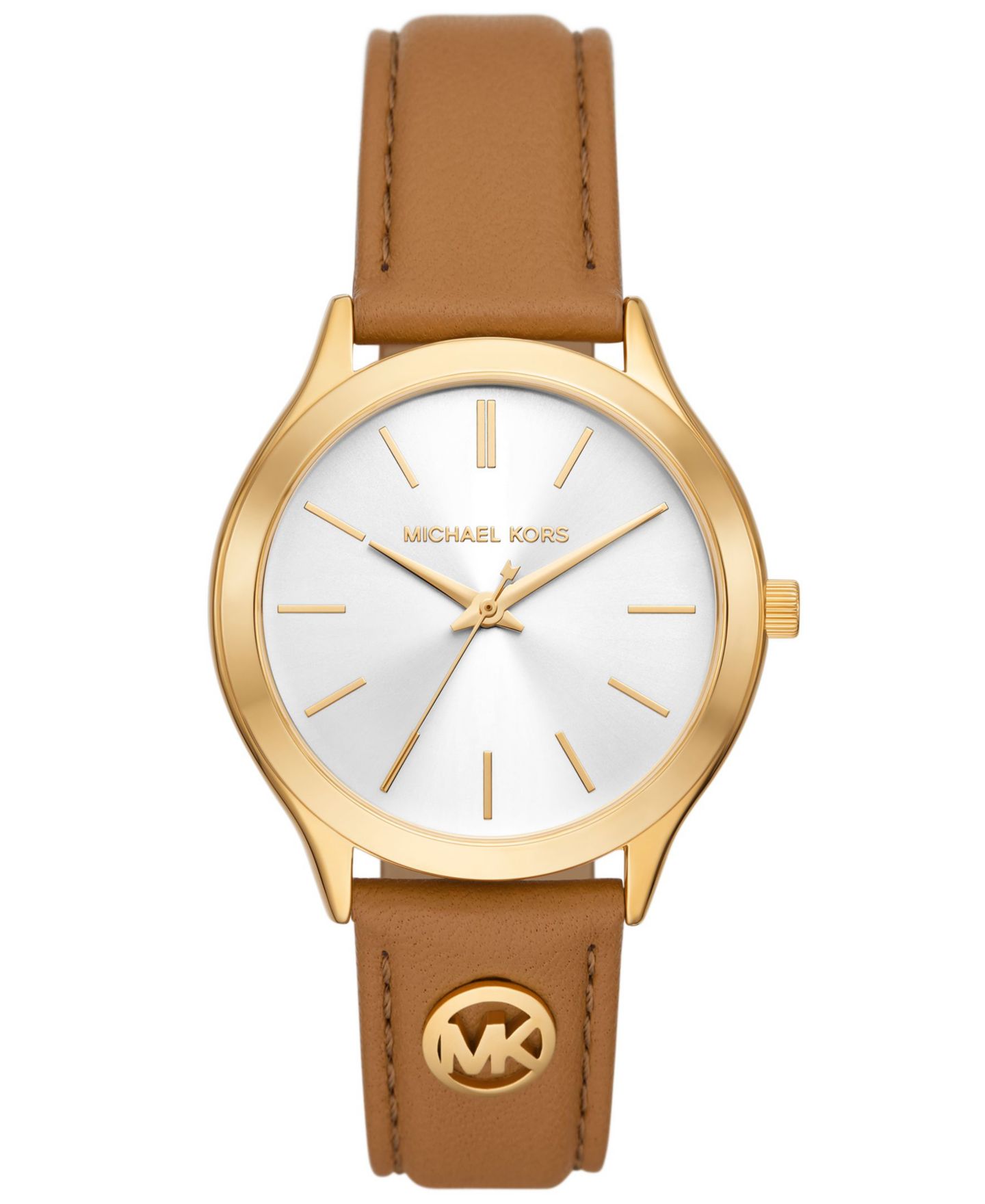 Женские часы Michael Kors Slim Runway Three-Hand Luggage Leather Watch 38mm — фото 1