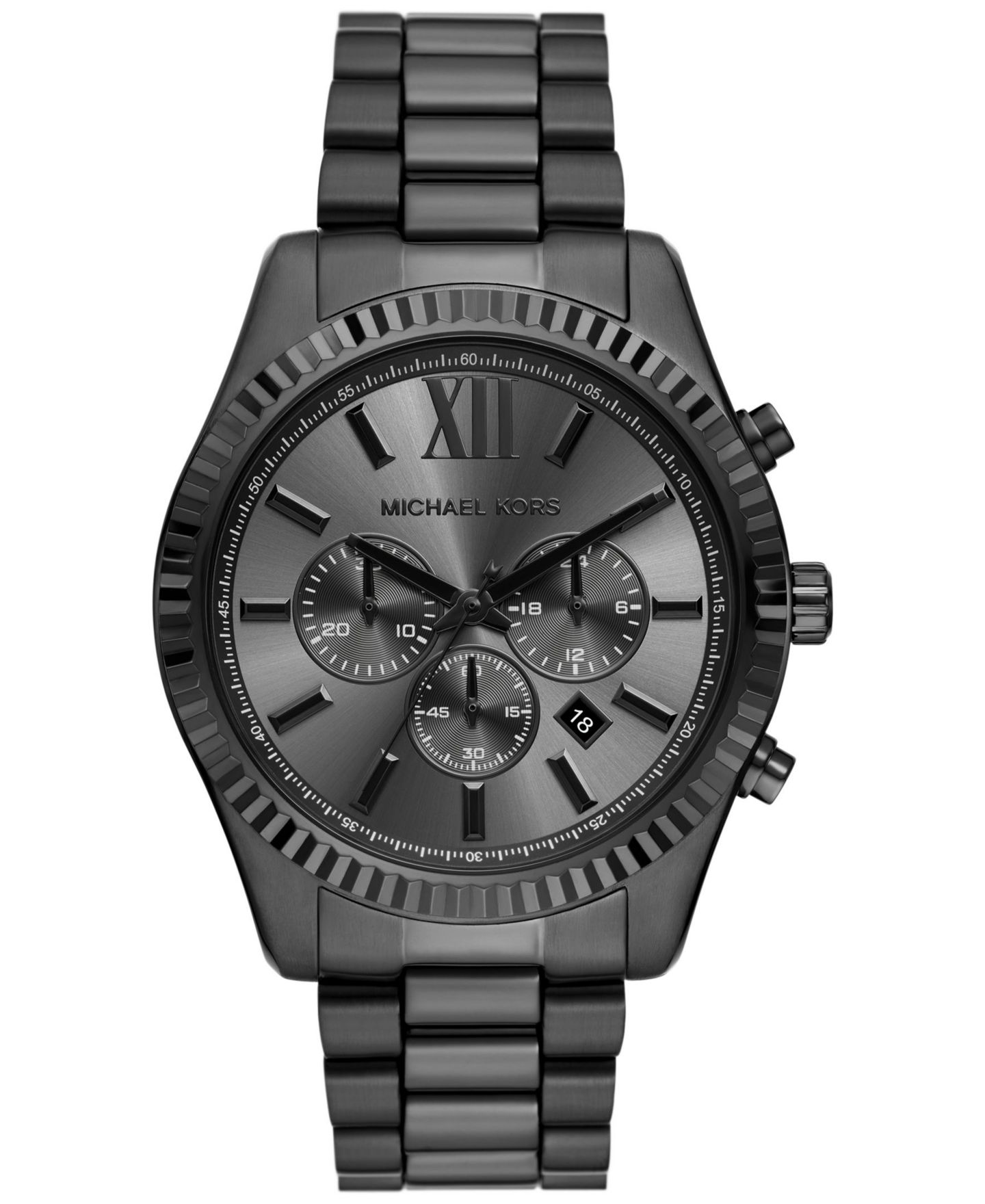Мужские часы Michael Kors Lexington Chronograph Black Ion Plated Stainless Steel Watch 44mm — фото 1