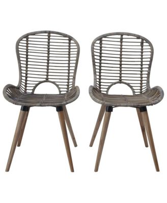 Dining Chairs 2 pcs Brown Natural Rattan