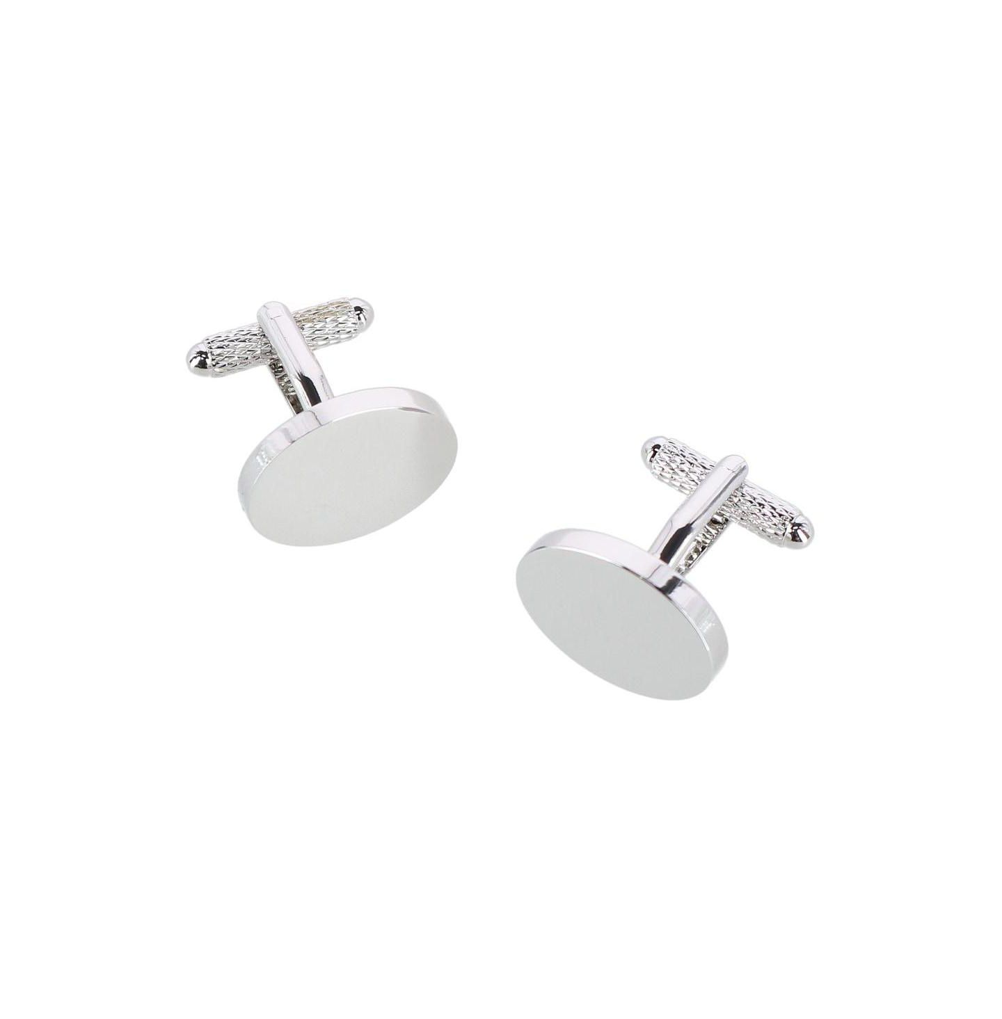 Мужские запонки TRAFALGAR Asher Oval Brass Engravable Cufflinks, цвет: Серебряный — фото 1