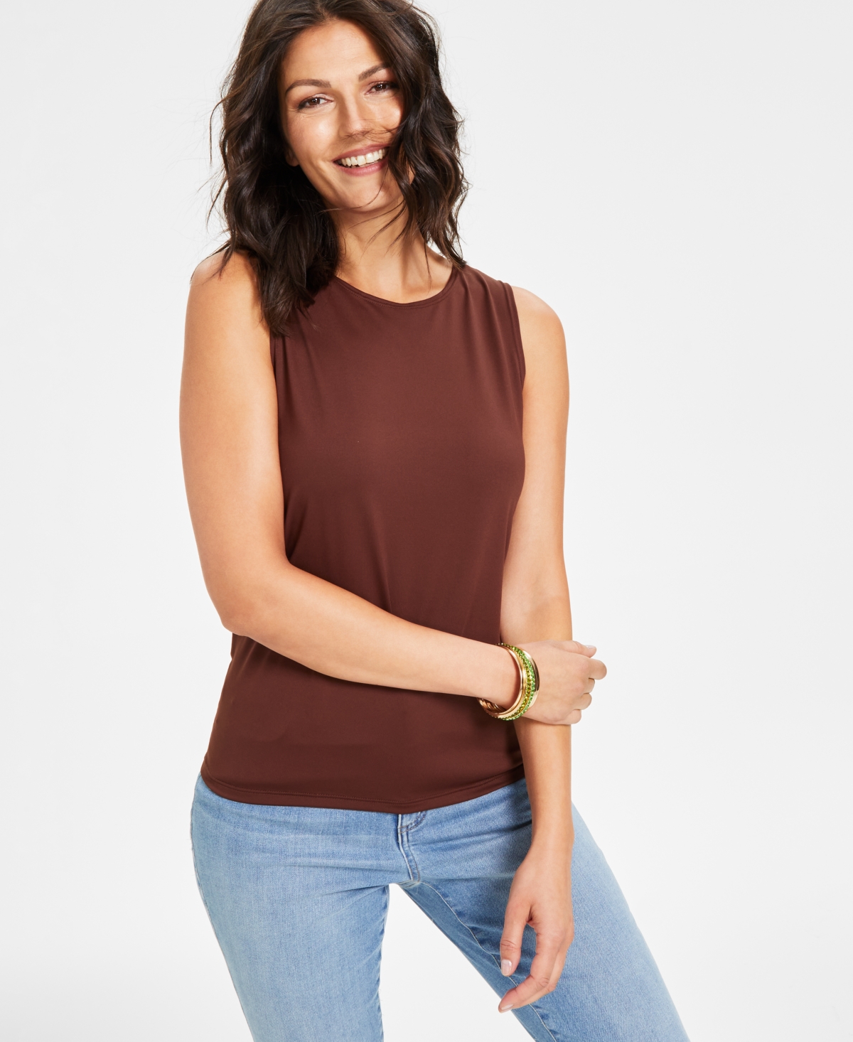 Women's Crewneck Layering Tank Top, Created for Macy's - Hickory Spice