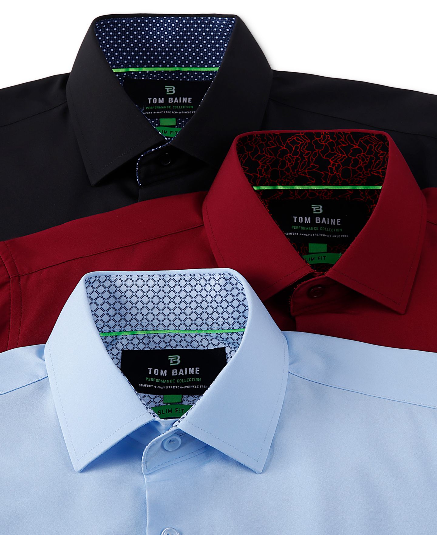 Мужская рубашка Tom Baine Slim Fit Short Sleeve Performance Button Down Dress Shirt, цвет: Чёрный — фото 7