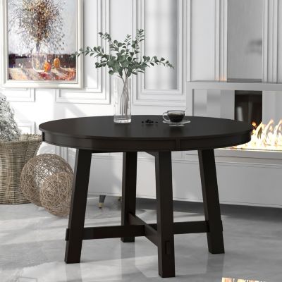 Streamdale  Furniture 1 pc oak wood  Classic Farmhouse Round Dining Table