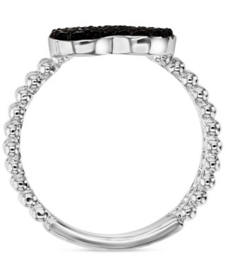 Black Spinel Heart Double Band Ring (3/4 ct. t.w.) in Sterling Silver