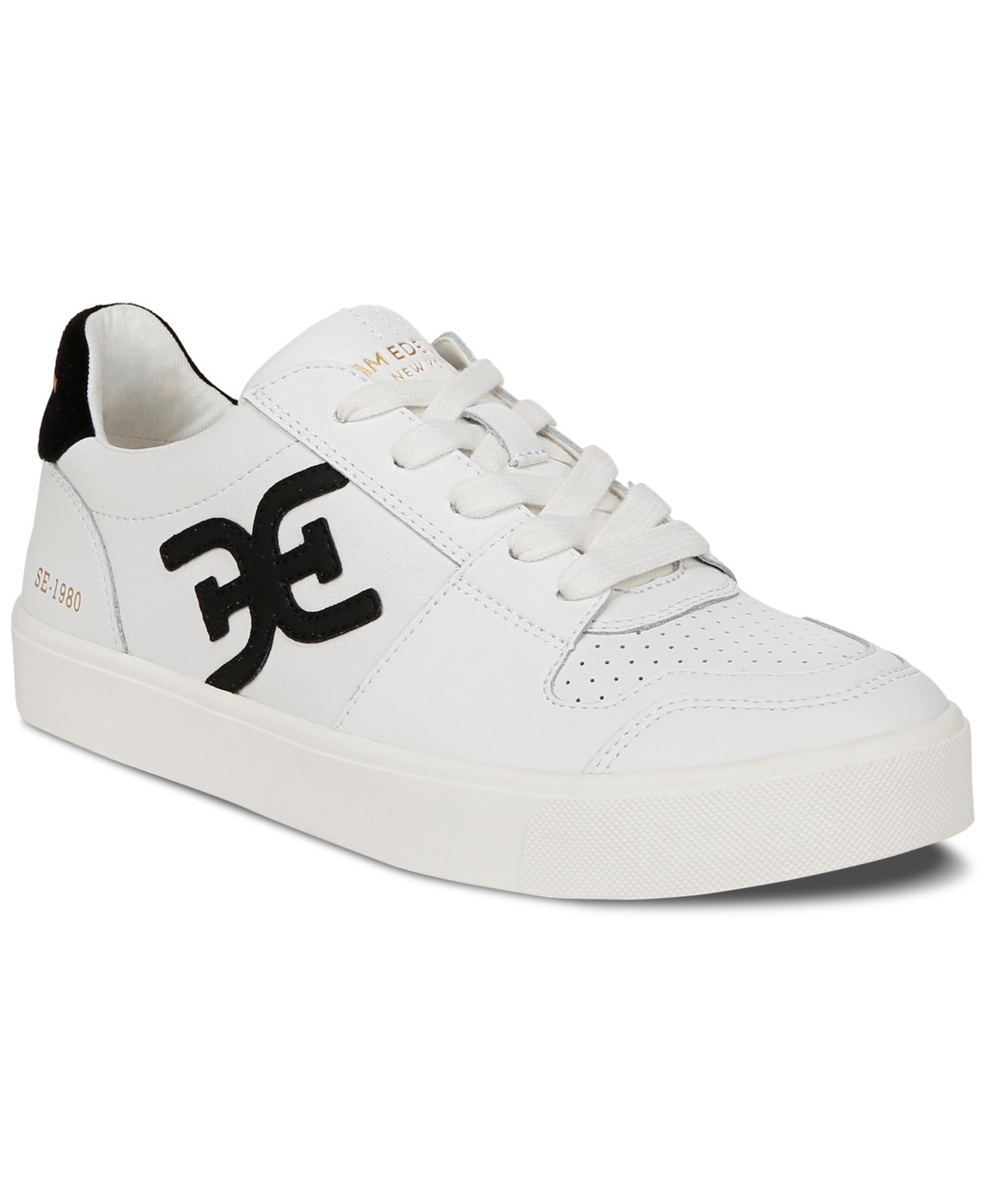 Sam Edelman Women's Ellie Lace-up Low-top Sneakers In White,black
