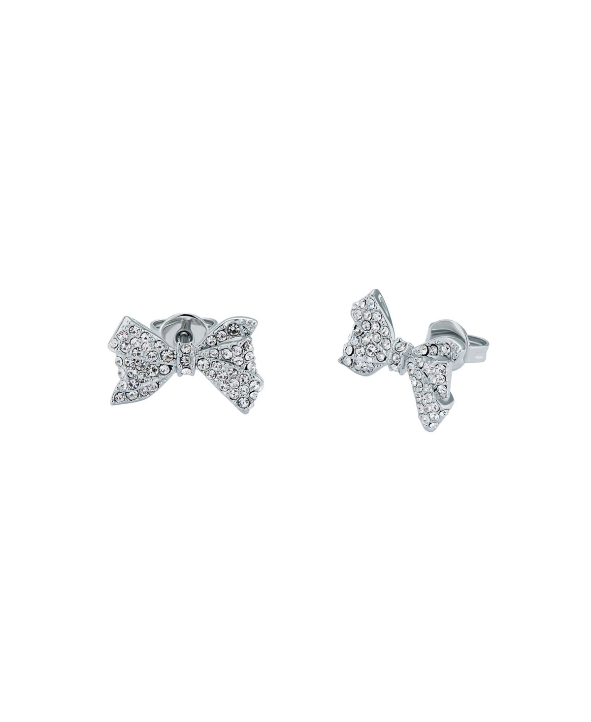 Barseta: Crystal Bow Stud Earrings - Silver