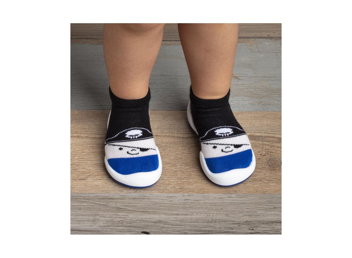 Komuello's Baby Boy First Walk Sock Shoes Pirate - Canvas- Blue