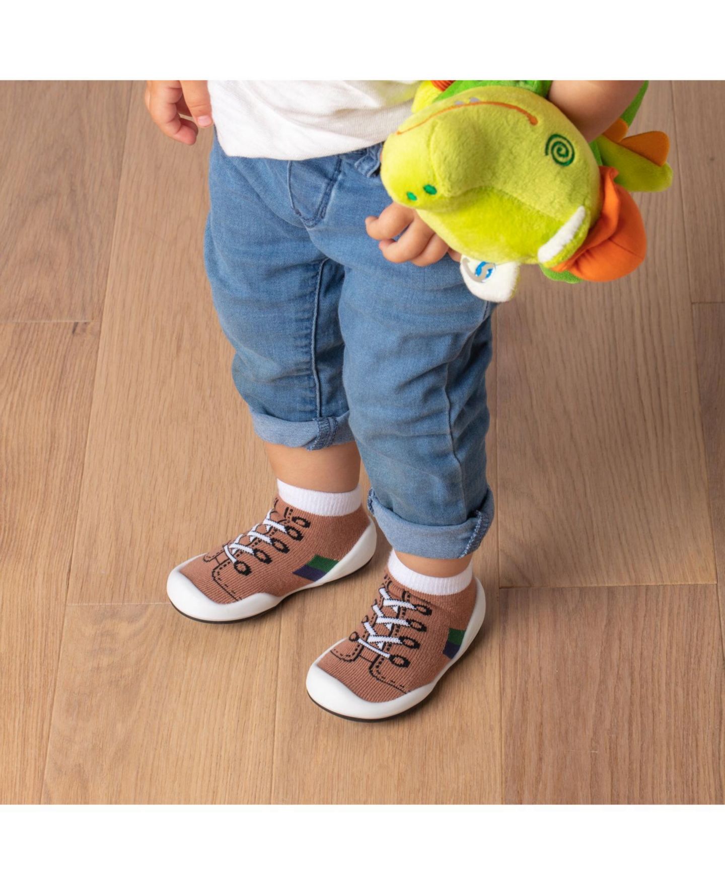 Носки Komuello Infant Girl Boy First Walk Sock Shoes Runner - Brown, цвет: Коричневый — фото 2