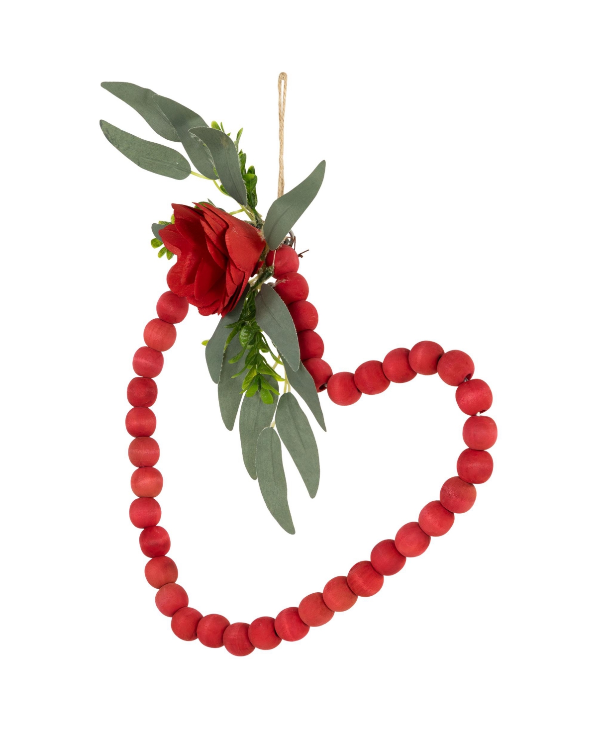 Shop Northlight Wooden Beads With Rose Valentine's Day Heart Wreath, 10.25" In Red