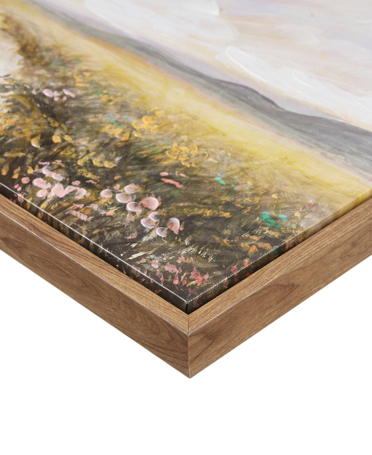 Madison Park Peaceful River Hand Embellished Framed Canvas Abstract Landscape Wall Art In Medium Gre