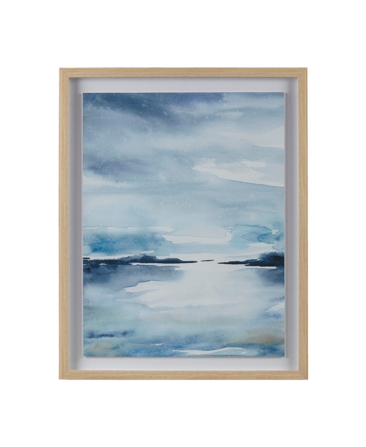 Madison Park Sparkling Sea Framed Glass And Single Matted Abstract Landscape Coastal Wall Art In Blue
