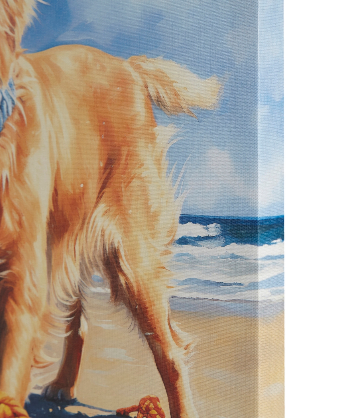 Shop Madison Park Beach Dogs Golden Retriever Canvas Wall Art In Open Blue