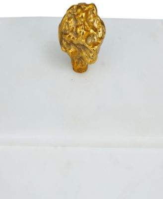 Real Marble Box with Gold-Tone Finial Set of 3 - 9", 7", 6"W