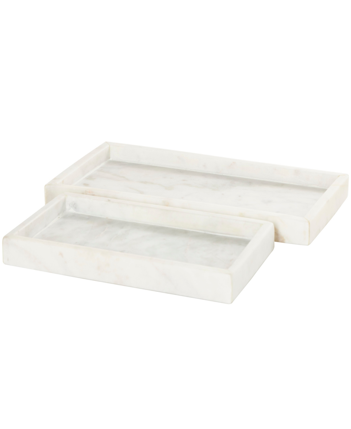 Cosmoliving By Cosmopolitan Real Marble Slim Tray Set Of 2 In White