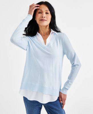 JM COLLECTION Macy's S/S Soft Stretchy Textured Knit Top - 1X