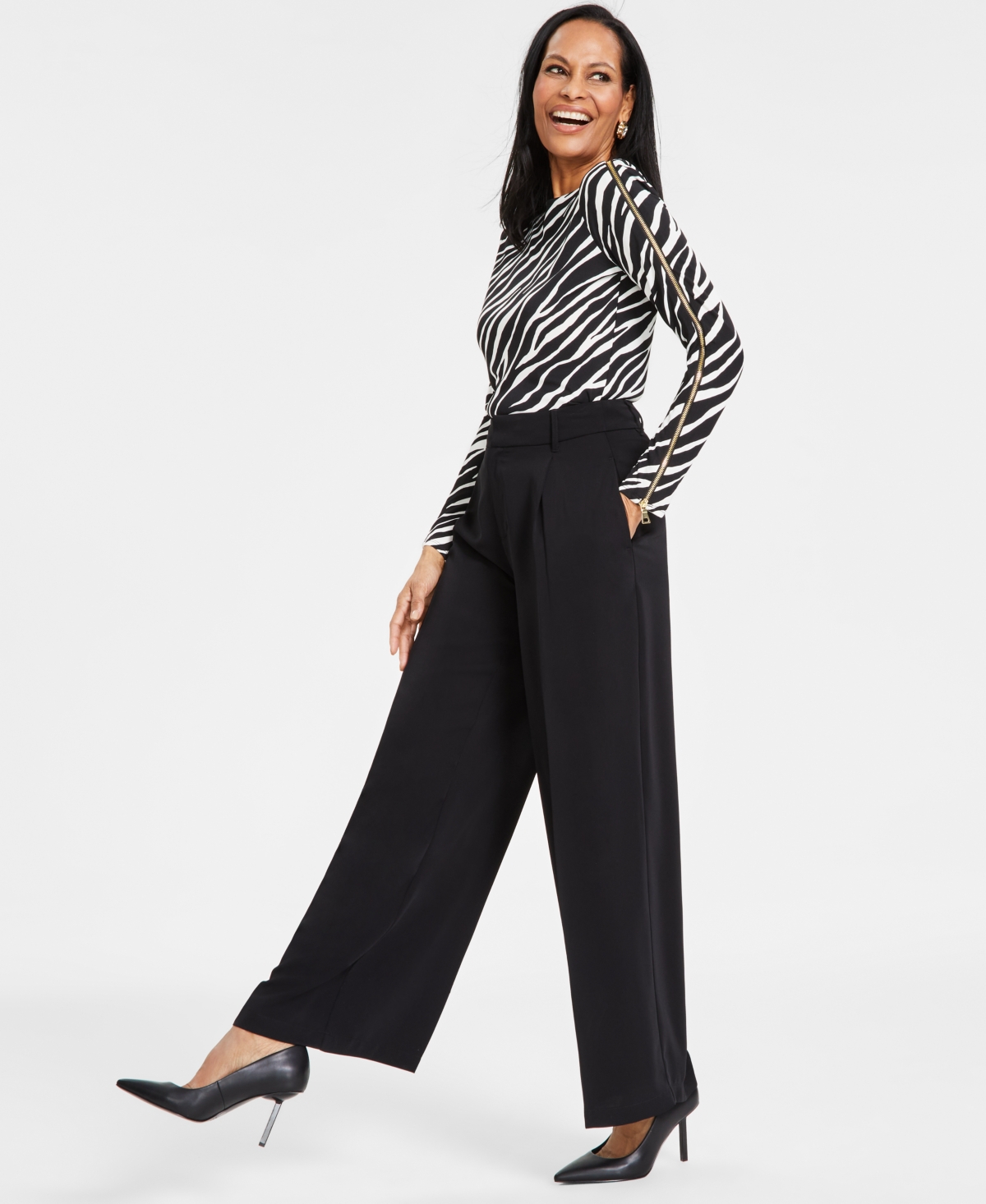 Shop Inc International Concepts Women's Pleated Wide-leg Trousers, Created For Macy's In Bright White