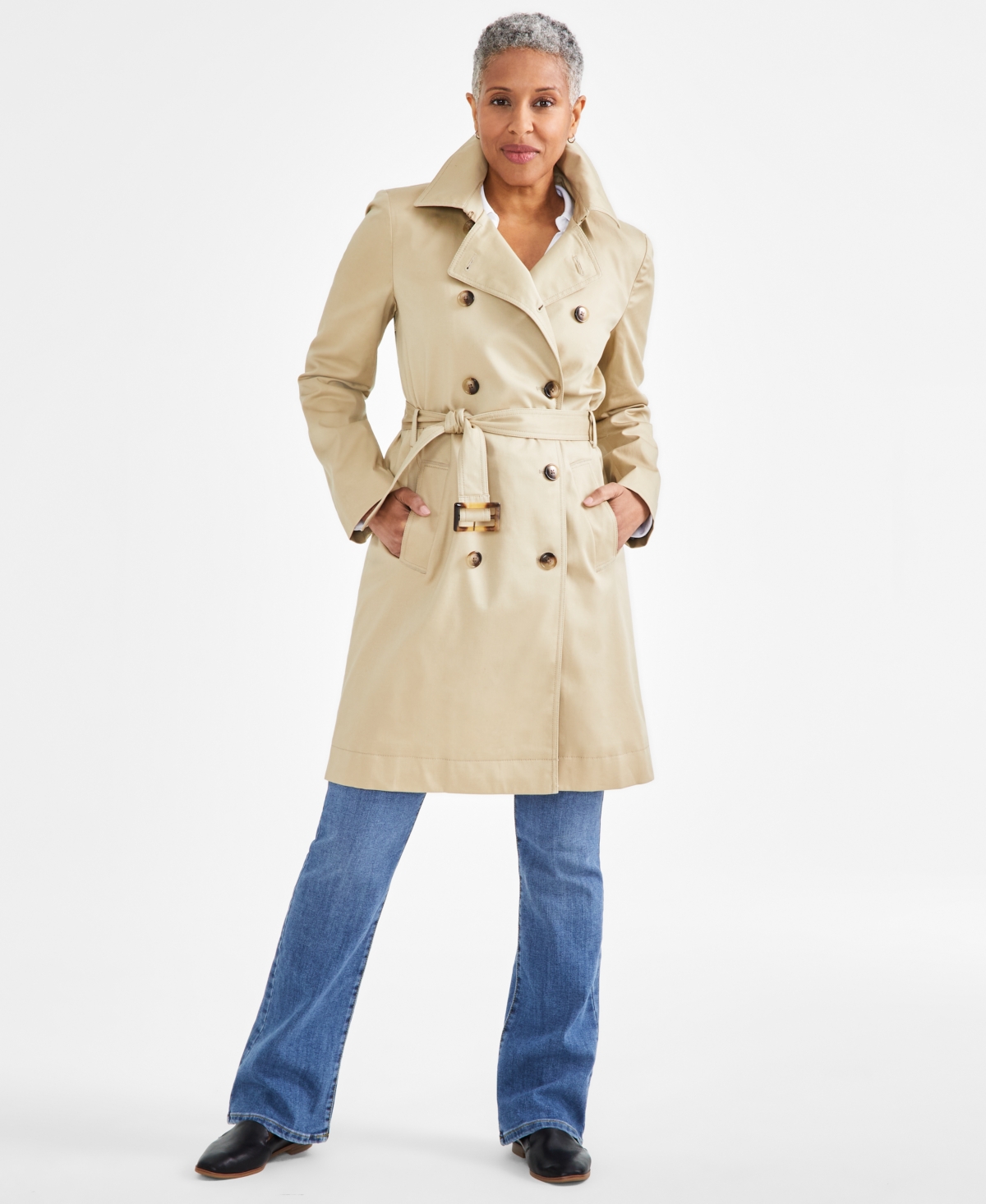 Shop Style & Co Women's Classic Trench Coat, Created For Macy's In Travertine Tile