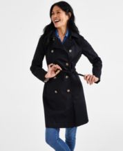 Macy s black trench hot sale coat womens