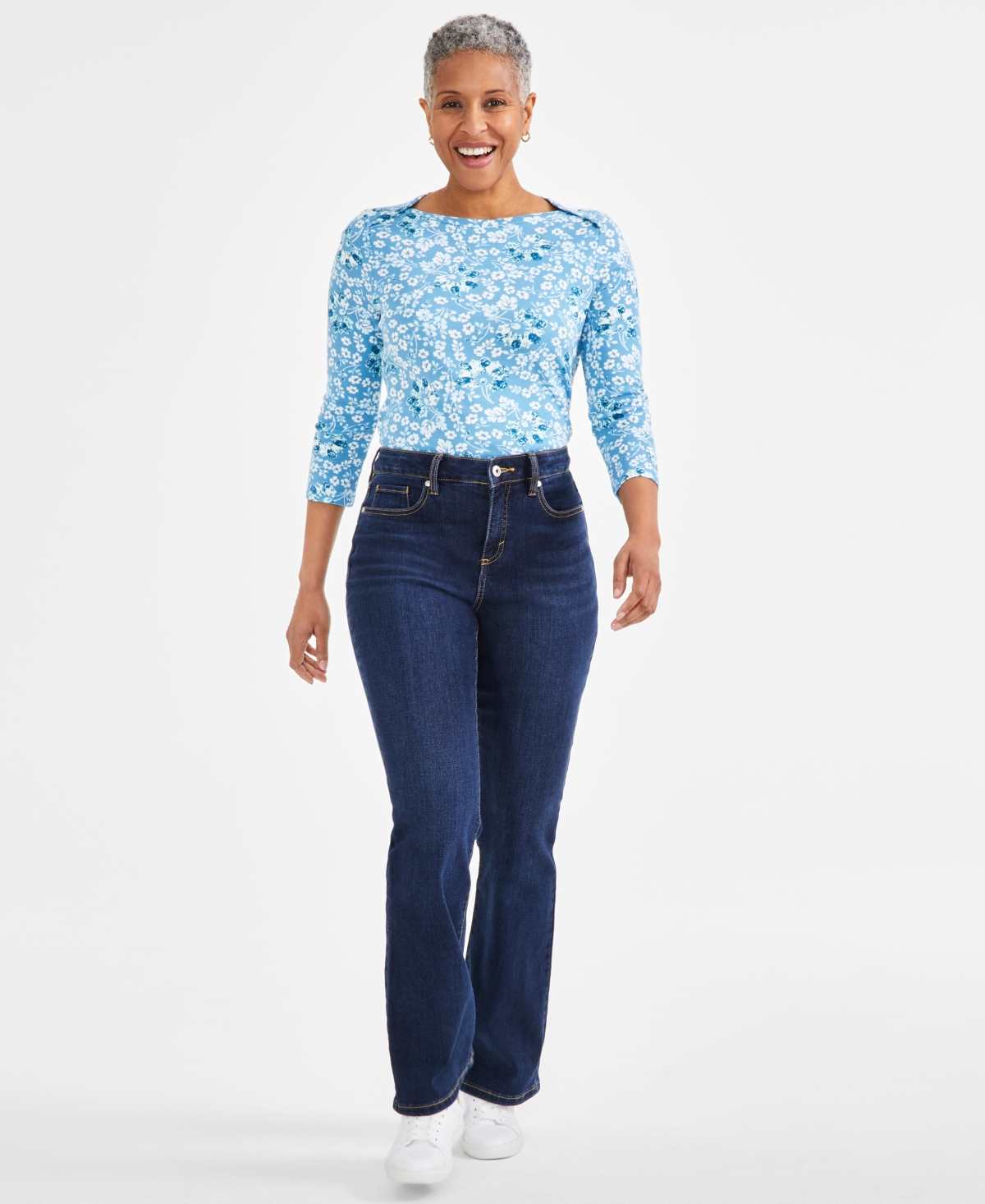 Shop Style & Co Petite Mid-rise Curvy Bootcut Jeans, Created For Macy's In Zach