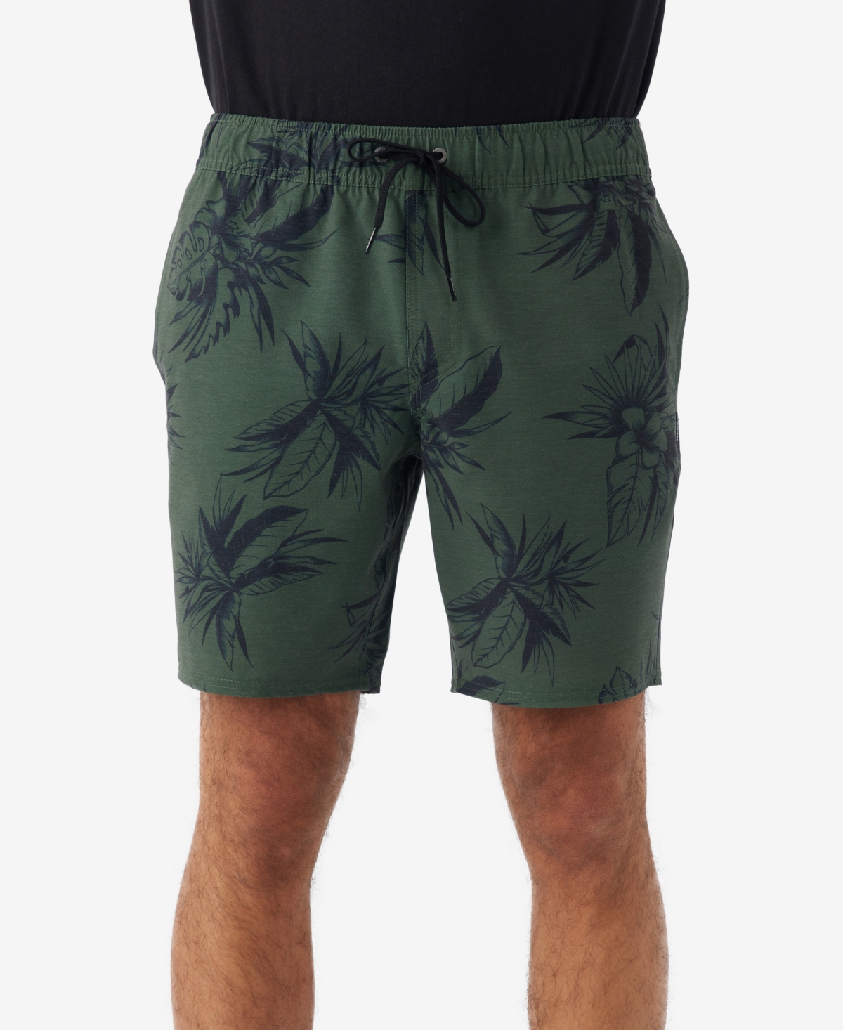 Men's Stockton 18" Print Elastic Waist Hybrid Shorts - Dark Olive