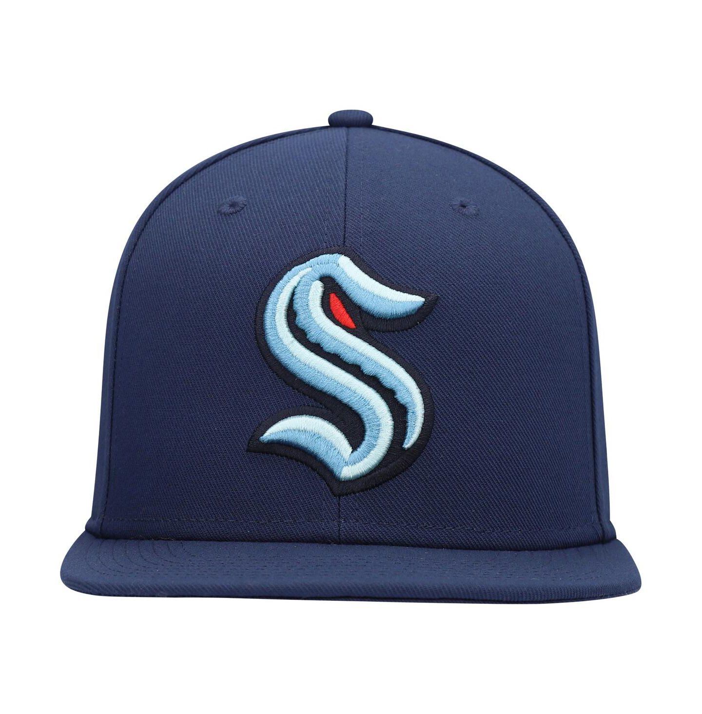 Мужская кепка Fanatics Deep Sea Blue Seattle Kraken Primary Team Logo Snapback Hat — фото 2
