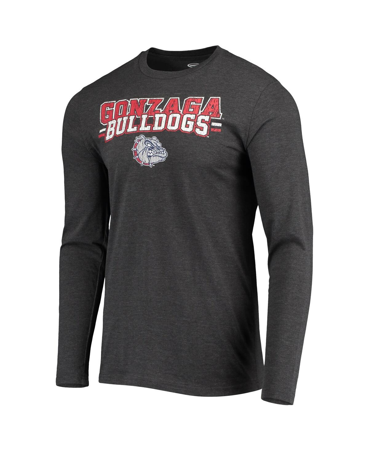 Men's Concepts Sport Heathered Charcoal Distressed Gonzaga Bulldogs Meter Long Sleeve T-shirt and Pants Sleep Set - Heathered Charcoal