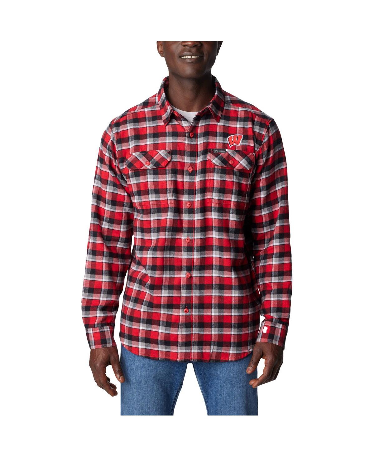 Shop Columbia Men's  Red Wisconsin Badgers Flare Gun Flannel Long Sleeve Shirt
