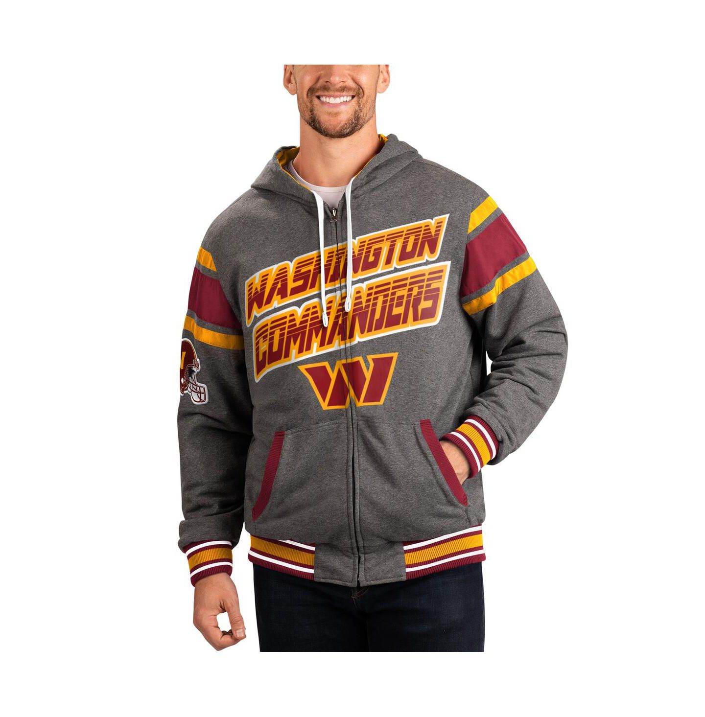 Мужские худи G-III Sports by Carl Banks Burgundy, Gray Washington Commanders Extreme Full Back Reversible Full-Zip Jacket — фото 1