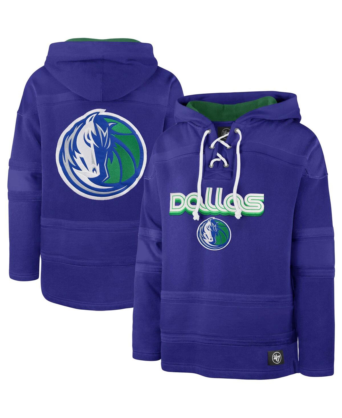 47 Brand Men's ' Blue Dallas Mavericks 2022/23 Pregame Mvp Lacer Pullover Hoodie