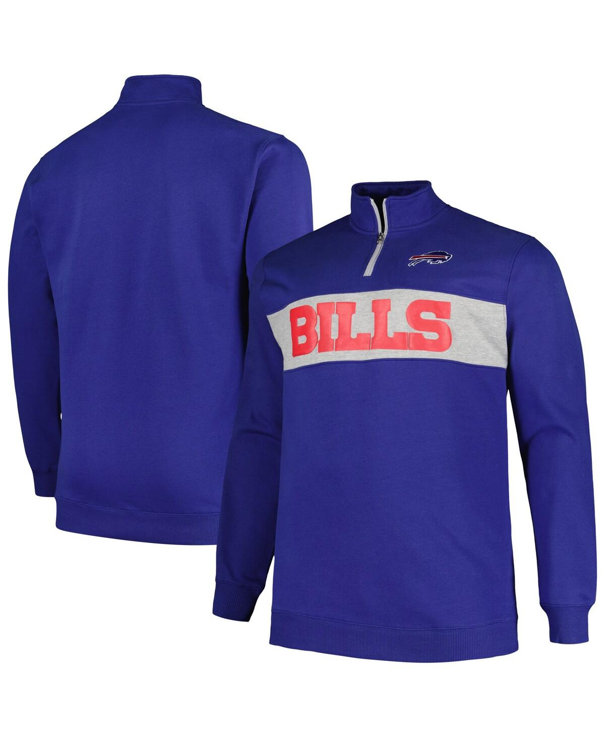 Shop Profile Men's  Royal Buffalo Bills Big And Tall Fleece Quarter-zip Jacket