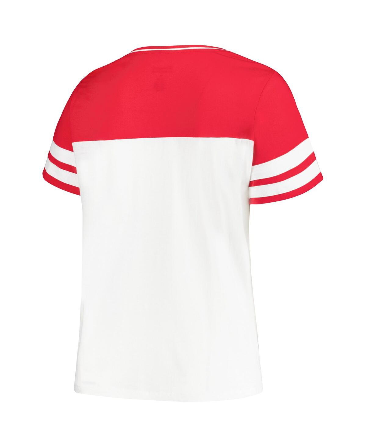 Shop Profile Women's  White, Red Georgia Bulldogs Plus Size Field Game V-neck T-shirt In White,red