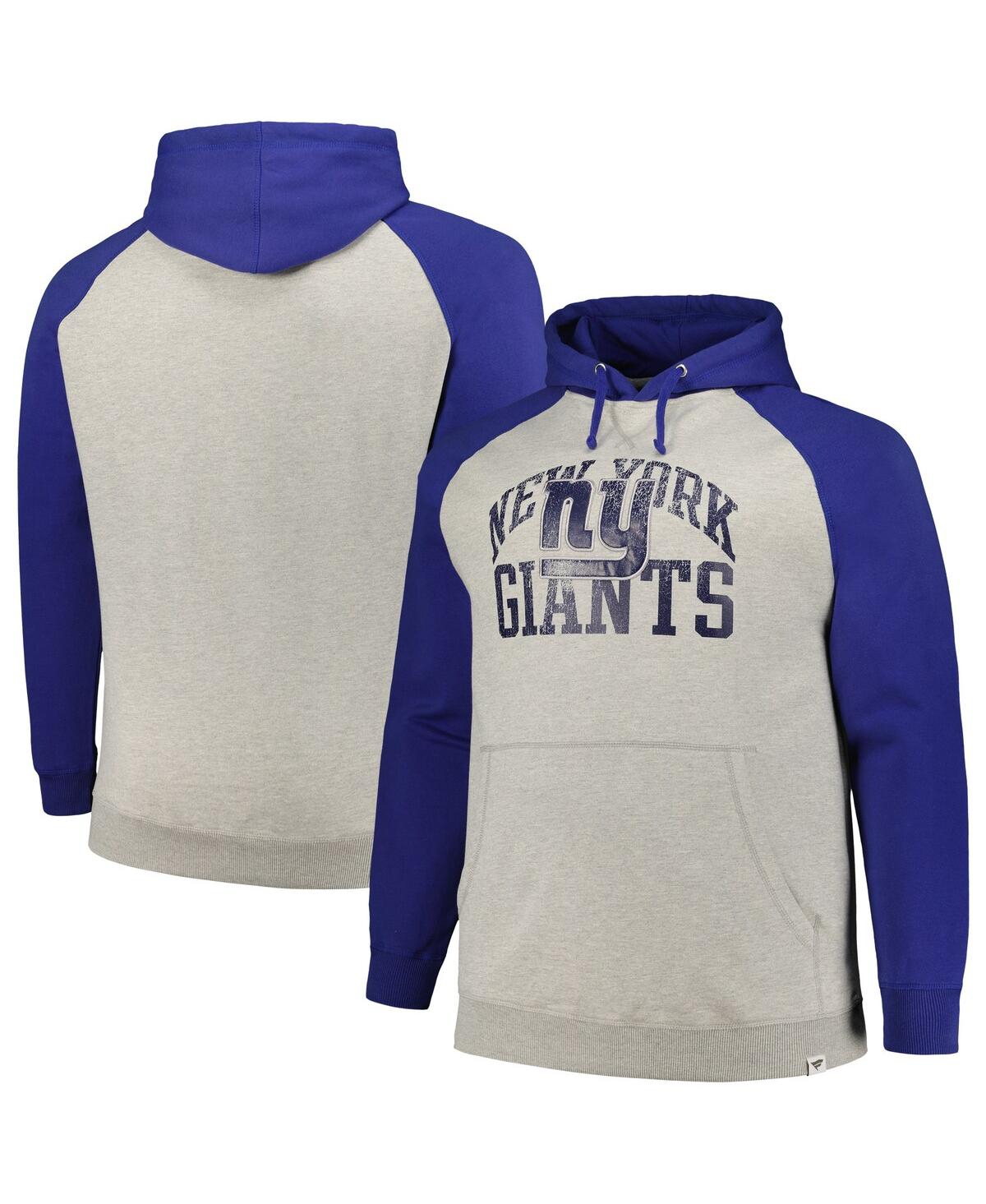 Shop Profile Men's  Heather Gray, Royal Distressed New York Giants Big And Tall Favorite Arch Throwback Ra In Heather Gray,royal