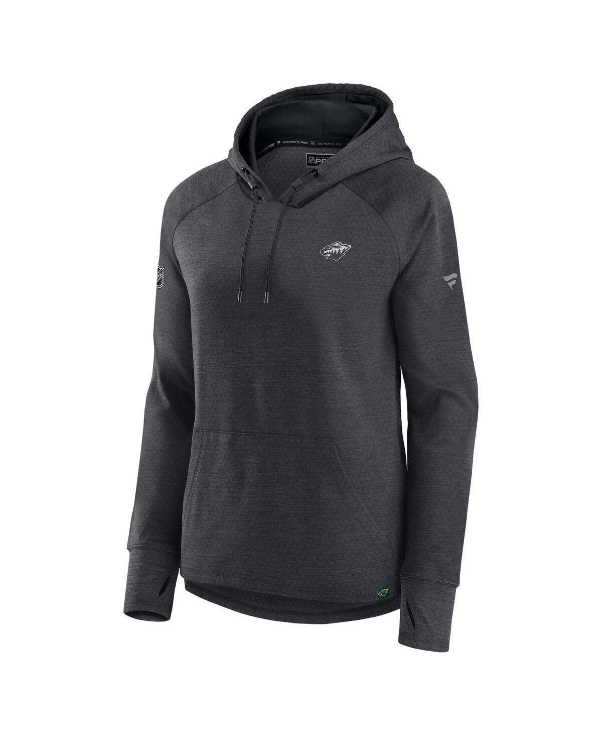 Women's FanaticsMinnesota Wild Authentic Pro Pullover Hoodie - Heather Charcoal