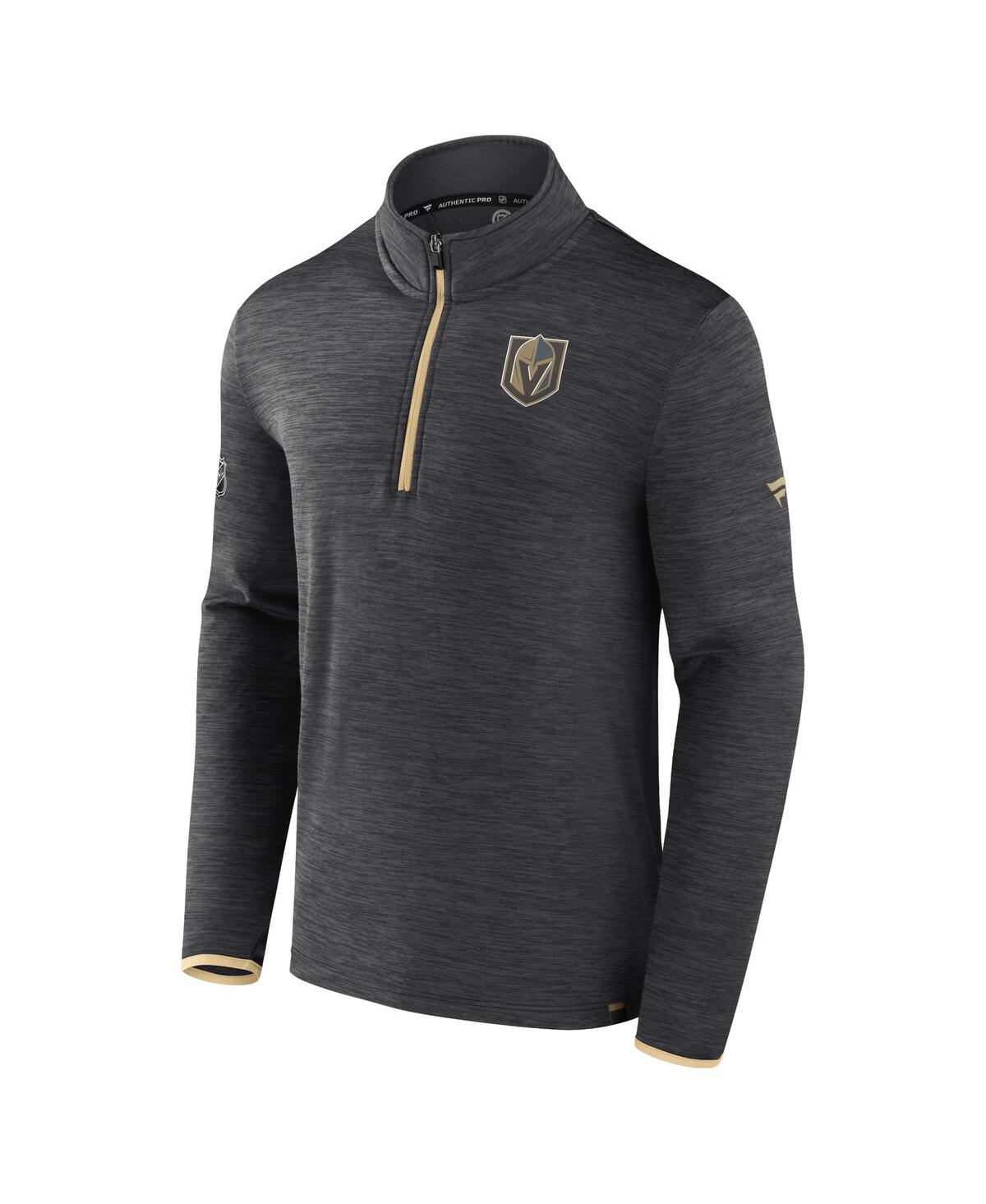 Men's FanaticsVegas Golden Knights Authentic Pro Quarter-Zip Pullover Top - Heather Charcoal