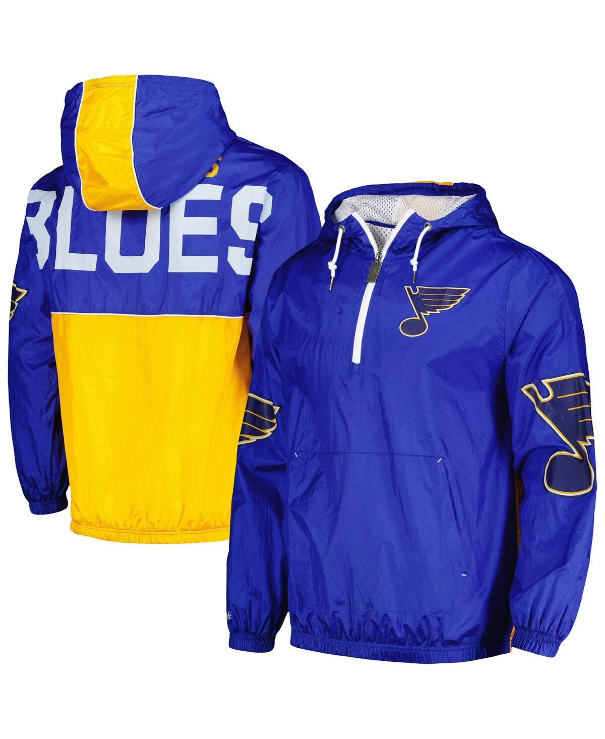Men's Mitchell & Ness Blue St. Louis Blues Team Og 2.0 Anorak Half-Zip Windbreaker Jacket - Blue