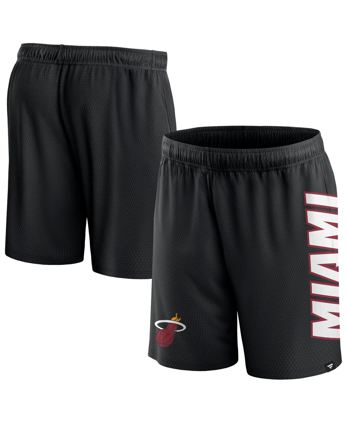 Shop Fanatics Men's  Black Miami Heat Post Up Mesh Shorts