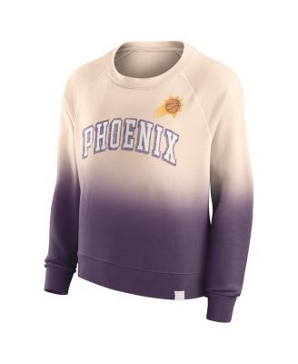 Women's Tan, Purple Distressed Phoenix Suns Lounge Arch Raglan Pullover Sweatshirt