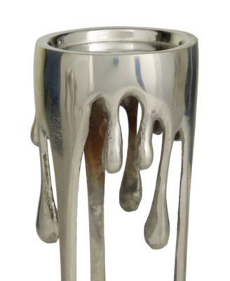 Aluminum Abstract Pillar Drip Candle Holder with Melting Designed Legs Set of 3 - 12", 10", 8" H