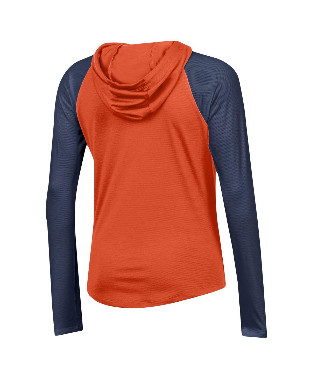 Shop Under Armour Women's  Orange Auburn Tigers Gameday Mesh Performance Raglan Hooded Long Sleeve T-shirt