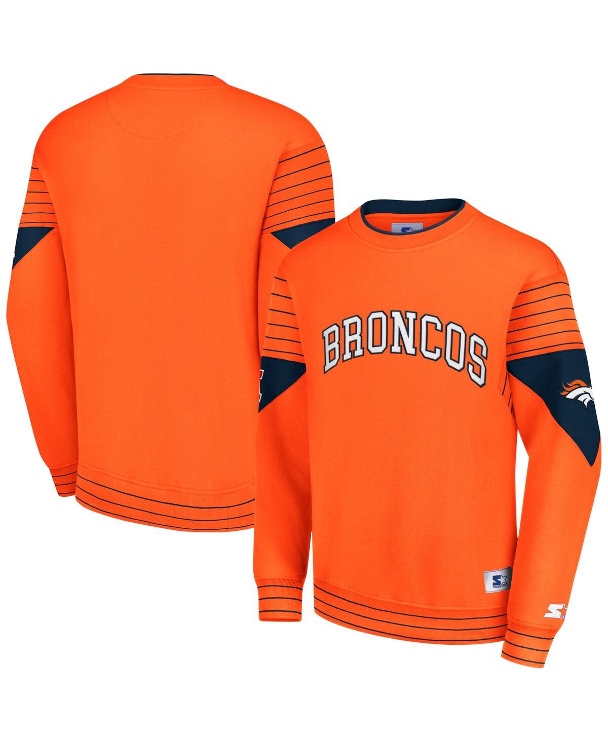 Starter Men's  Orange Denver Broncos Face-off Pullover Sweatshirt