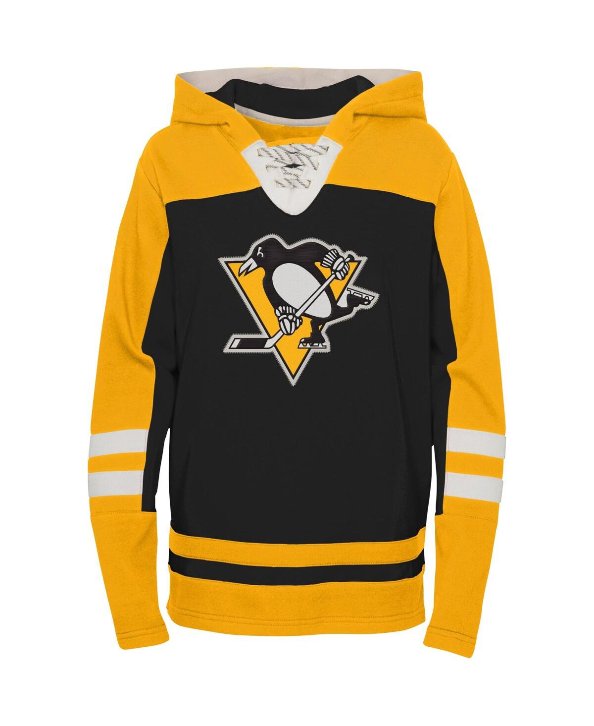 Preschool Boys and GirlsPittsburgh Penguins Ageless Revisited Lace-Up V-Neck Pullover Hoodie - Black