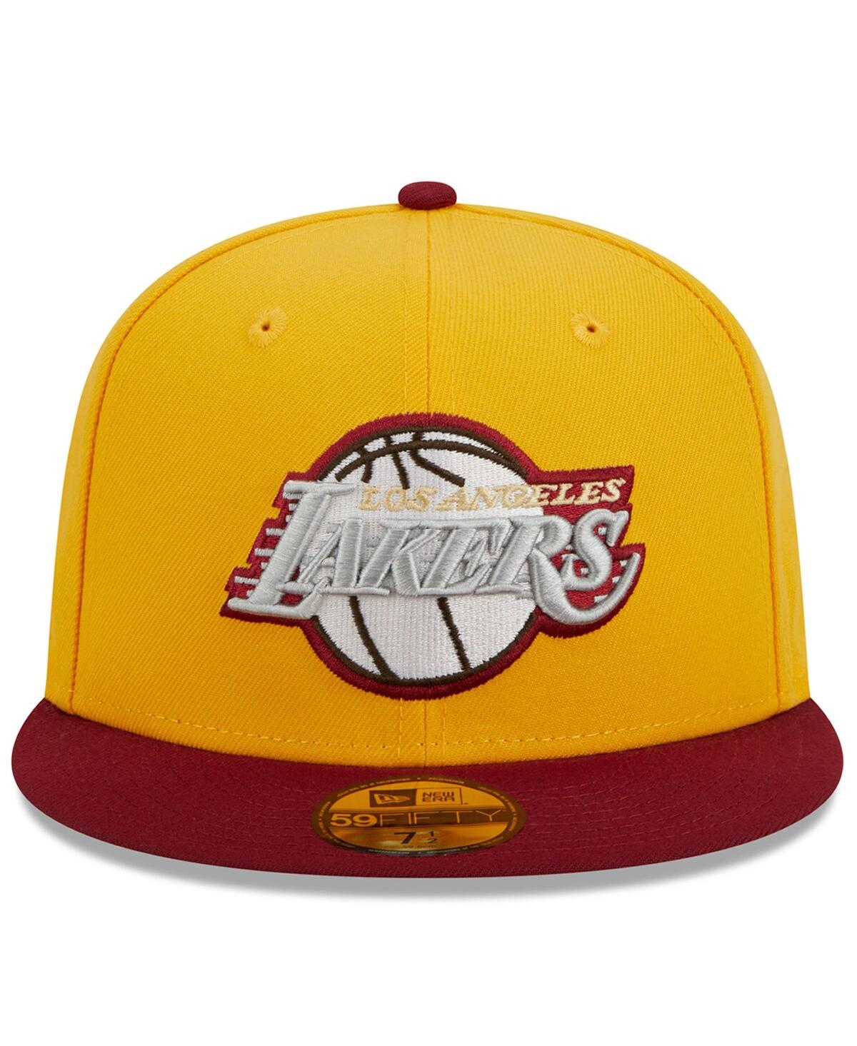 Men's New Era Red Los Angeles Lakers Fall Leaves 2-Tone 59FIFTY Fitted Hat - Red