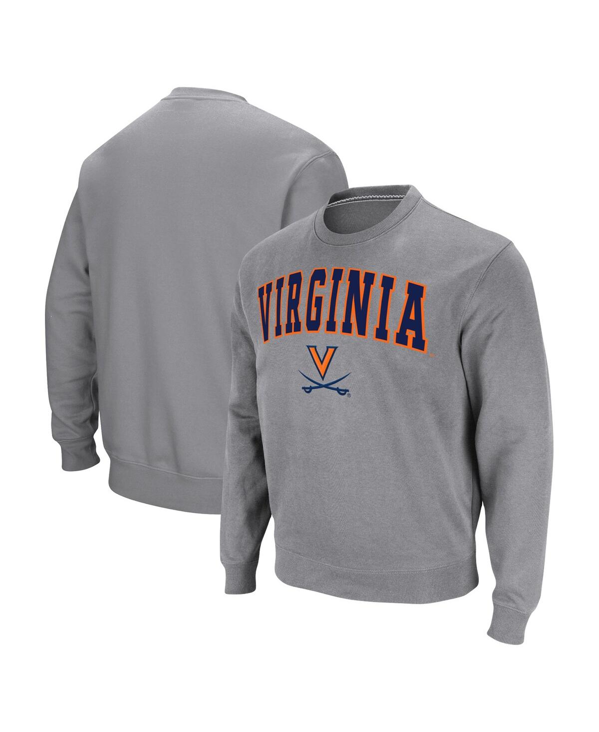 Colosseum Men's  Heather Gray Virginia Cavaliers Arch And Logo Pullover Sweatshirt