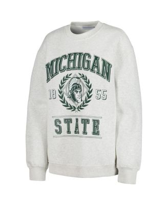 Women's Ash Michigan State Spartans Logo Pullover Sweatshirt